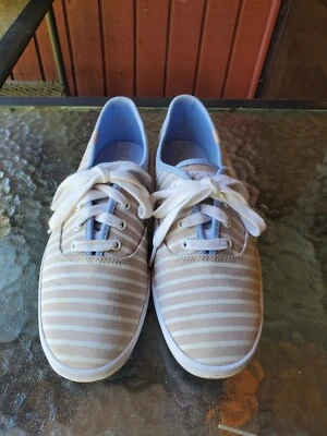 Zapatos para mujer Keds de lona a rayas beige/blanco talla: 8,5 M Foto 1 de 4