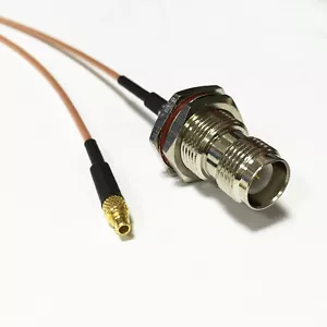 MMCX male straight to RP TNC female bulkhead pigtail cable RG178 15cm 6inch NEW - Picture 1 of 5