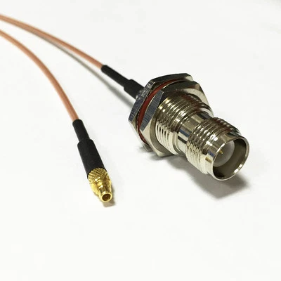 MMCX male straight to RP TNC female bulkhead pigtail cable RG178 15cm 6inch NEW - Image 1 of 4