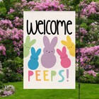 2PCS Easter Flag Bunny Rabbit Egg Linen Backdrop Outdoor Home Garden Decor Party