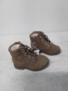 Size 6 Toddler's The Children's Place Girls Flower Zip Up Tan High Top Booties - Picture 1 of 5