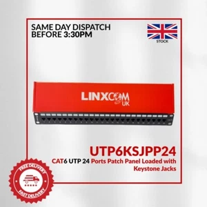 CAT6 UTP 24 Ports Patch Panel Loaded with Keystone Jacks - Afbeelding 1 van 5