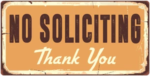 978HS No Soliciting Thank You 5"x10" Aluminum Hanging Novelty Sign - Picture 1 of 2