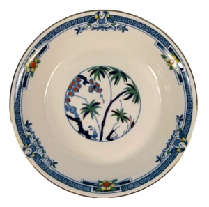 Kenya Blue Coupe Soup Bowl Wood & Sons Woods Ware Hand Painted Palm Trees (O4) - Picture 1 of 7