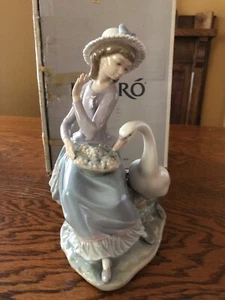 Figura Lladro, Niña Animal Porcelana, Brillo, Ganso, Seleccionar, España, ¡Muy Bonita! - Imagen 1 de 23