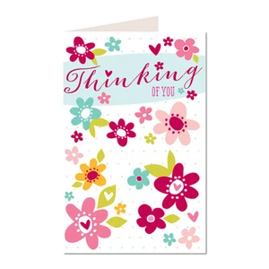 Thinking Of You Card With Love Flower Design Greeting - Picture 1 of 2