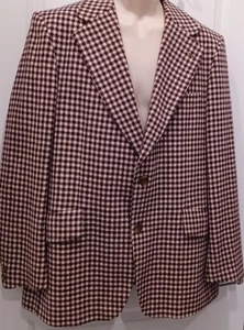 43 L Vtg Donegal Handwoven Houndstooth Brown Tweed Blazer Men Cashmere Mohair - Picture 1 of 8