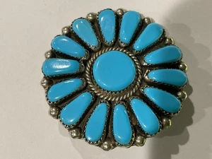 Broche Zuni Plata Esterlina Turquesa Racimo - ¡MUY BONITO! - Imagen 1 de 5