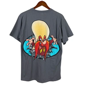 Vintage Looney Tunes Yosemite Sam Shirt 1996 Grey Short Sleeve Shirt USA Men's L - Picture 1 of 9