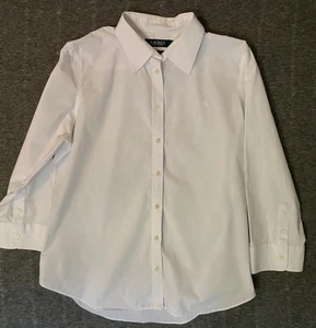 Lauren Ralph Lauren White Non-Iron Button Up Shirt Large Classic Designer Luxury - Picture 1 of 5