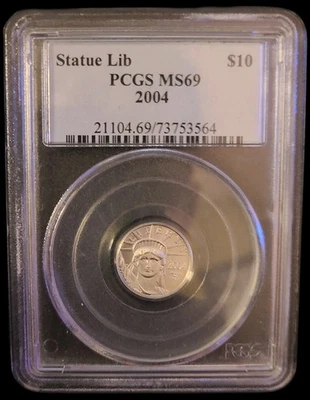 2004 - $10 - 1/10 oz Platinum American Eagle - ICG MS 69 - Statue Of Liberty  - Image 1 of 3