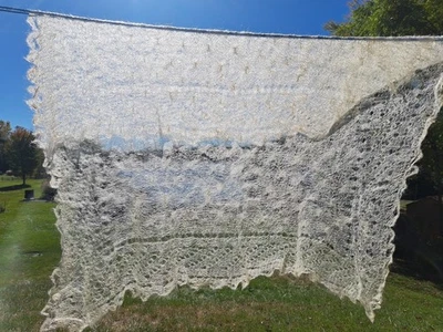 NUEVO SIN ETIQUETAS Mantón Ruso Oremburgo Abrigo Lana Cabra Cálido Estola Encaje PAÑUELO 46x40  Foto 1 de 4