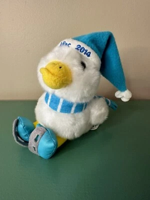 AFLAC 保险鸭吉祥物毛绒 6 英寸填充动物 2014 滑冰 阅读 — 第 1/4 张图片