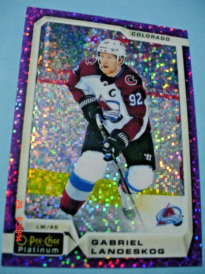 2018-19 O-Pee-Chee (Platinum) "Violet Pixels" SP # 14 Gabriel Landeskog! - Image 1 of 1