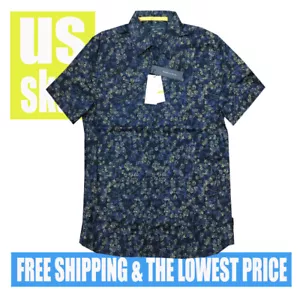 Perry Ellis Men's NWT STRETCH Dark Sapphire Button Up SH SLV Shirt MEDIUM - Picture 1 of 2
