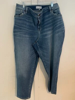 Jeans rectos delanteros planos de 5 bolsillos de mezclilla azul Lane Bryant para mujer talla grande 24 Foto 1 de 3