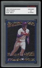 BRYCE HARPER 2021 TOPPS BLACK GOLD BLUE PARALLEL SSP #BG-6 1ST GRADED 10 CARD