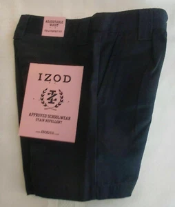 Izod Girls Navy Pleated Front Size 4 Slim Adjustable Waist Shorts Uniform NWT - Picture 1 of 2