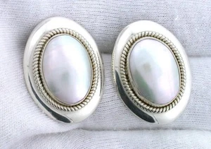 18x13 Oval Mabe Pearl Sterling Silver Cabochon Cab Gemstone Stud Earring B23A46 - Picture 1 of 2