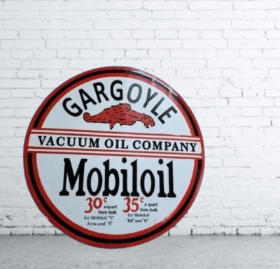 Mobil Oil  Pure Porcelain Enamel Heavy Metal Sign 30 Inches Double Side - Image 1 of 2