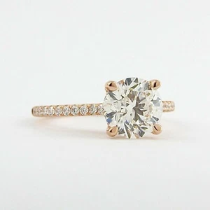 1ct Round Cut Moissanite Hidden Halo Engagement Ring 14k Yellow Gold Plated - Picture 1 of 5