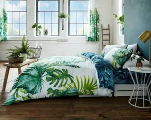 Duvet Cover Set Double King Leaf Bedding – Tropical Leaf Green with Pillowcases - Picture 1 of 1