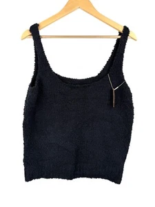 SKIMS Cozy Knit Tank Black fuzzy soft onyx lounge Y2K 90s sz 4X/5X - Picture 1 of 7
