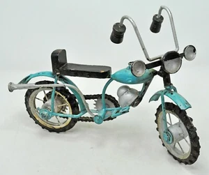 Vintage Miniature Iron Motorbike Figure Statue Original Old Hand Crafted Painted - Picture 1 of 7
