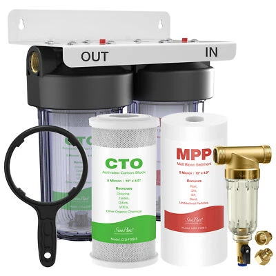 2-Stage Whole House Water Filter System, Spin Down Sediment Filter 10" Big Blue - Image 1 of 4