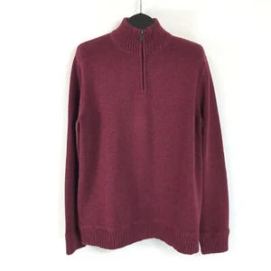 Eddie Bauer 1/4 Zip Pullover Sweater Herren Large Burgund 100% Baumwolle Mock Neck - Bild 1 von 11
