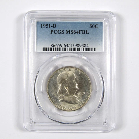 1951 D Franklin Half Dollar MS64 FBL PCGS 90% Silver 50c Unc SKU:I8691 Cover