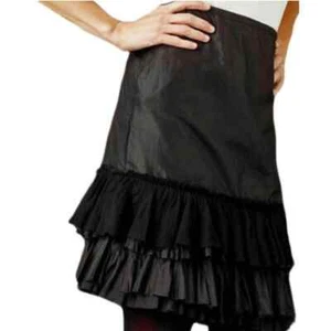 Eileen Fisher~ L XL~ Washed Silk Taffeta Bias Cut Ruffle Skirt ~ BLACK - Picture 1 of 4