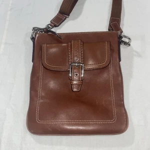 Vintage COACH Hamilton Luxury Designer Leather Swing Pack Brown w/Silver Runway - Picture 1 of 7