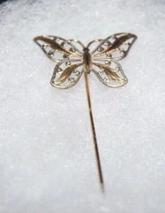 Vintage gold- und silberfarbene Schmetterling Anstecknadel. siehe Beschreibung - Bild 1 von 3