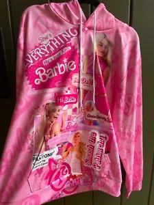 Rare Barbie The Movie Pink Hoodie Graphic Hoodie Margot Robbie Sz M/L - Picture 1 of 11