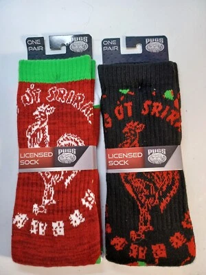 Calcetines Sriracha Red Rooster Crew de PUGS 2 pares rojos y negros nuevos Foto 1 de 4