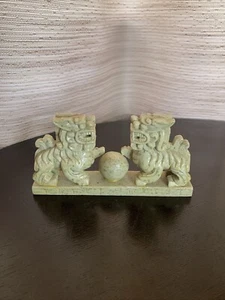 2 vintage Chinese carved Stone seals LION / dog One Piece - Picture 1 of 9