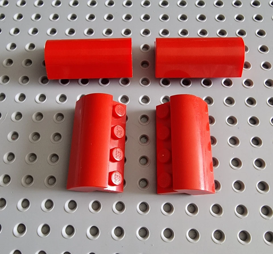LEGO Bogenstein Rundstein 4x2x1 1/3 Rot 4 Stück Red Slope Brick 6081 A091 - Bild 1 von 1