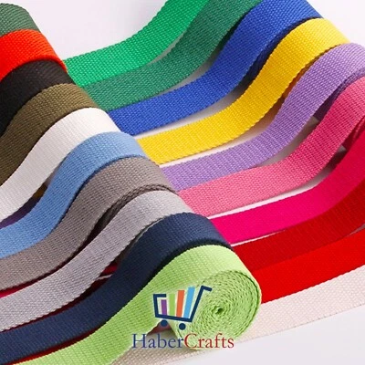 Cotton Webbing Tape Belting Fabric Strap Bag Making Strapping 25mm / 38mm Width - Image 1 of 4