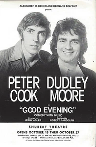 1970's BOSTON Flyer GOOD EVENING Peter Cook Dudley Moore - Imagen 1 de 2