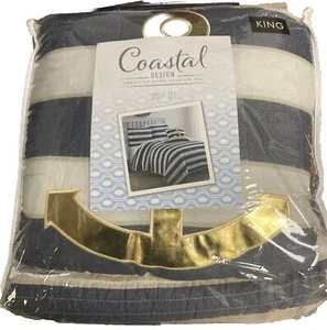 Coastal Home Hampton 4 pc Quilt Set Navy King - Picture 1 of 1