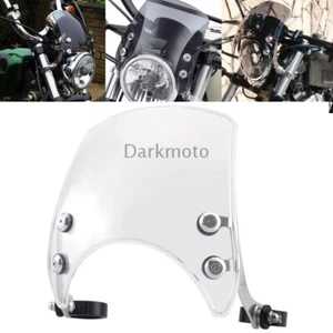 39mm Clear Windshield Windscreen Adjustable Clamps For Harley Sportster 883 1200 - Picture 1 of 12