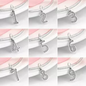 Charms Anhänger Silber 925 Nummer Zahlen Charm Armband 0 zu 9 Damen Geschenk Neu - Bild 1 von 21