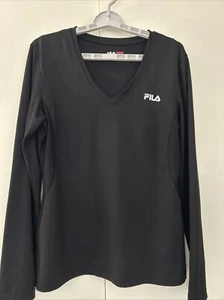 Women's FILA SPORT STRETCH Black Long Sleeve T Shirt Top-Size LARGE NWOT - Picture 1 of 4