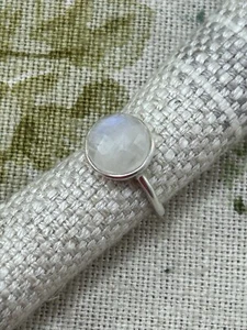 Faceted MOONSTONE silver ring size P 925 - Picture 1 of 12