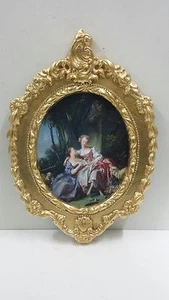 CORNICE QUADRO OVALE CON DAME IN LEGNO FOGLIA ORO CON CRISTALLI ARREDO CASA - Imagen 1 de 1