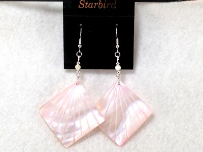  PENDIENTES COLGANTES MADREPERLA CONCHA MARINA NACARADA AÑOS 80 VINTAGE Foto 1 de 4