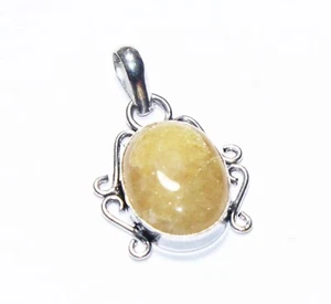 Yellow Calcite Oval Shape Gemstone Handmade Pendent Jewelry Size 1.5 Inch - Picture 1 of 5