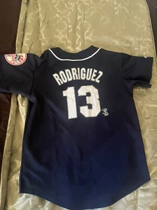 Majestic New York Yankees Alex Rodriguez #13 MLB Blue Jersey Youth Size 14/16 - Picture 1 of 10