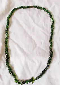 Green Chrome Diopside Beaded Necklace - 22", barrel clasp; ~150 stones, 7-10 mm - Picture 1 of 4
